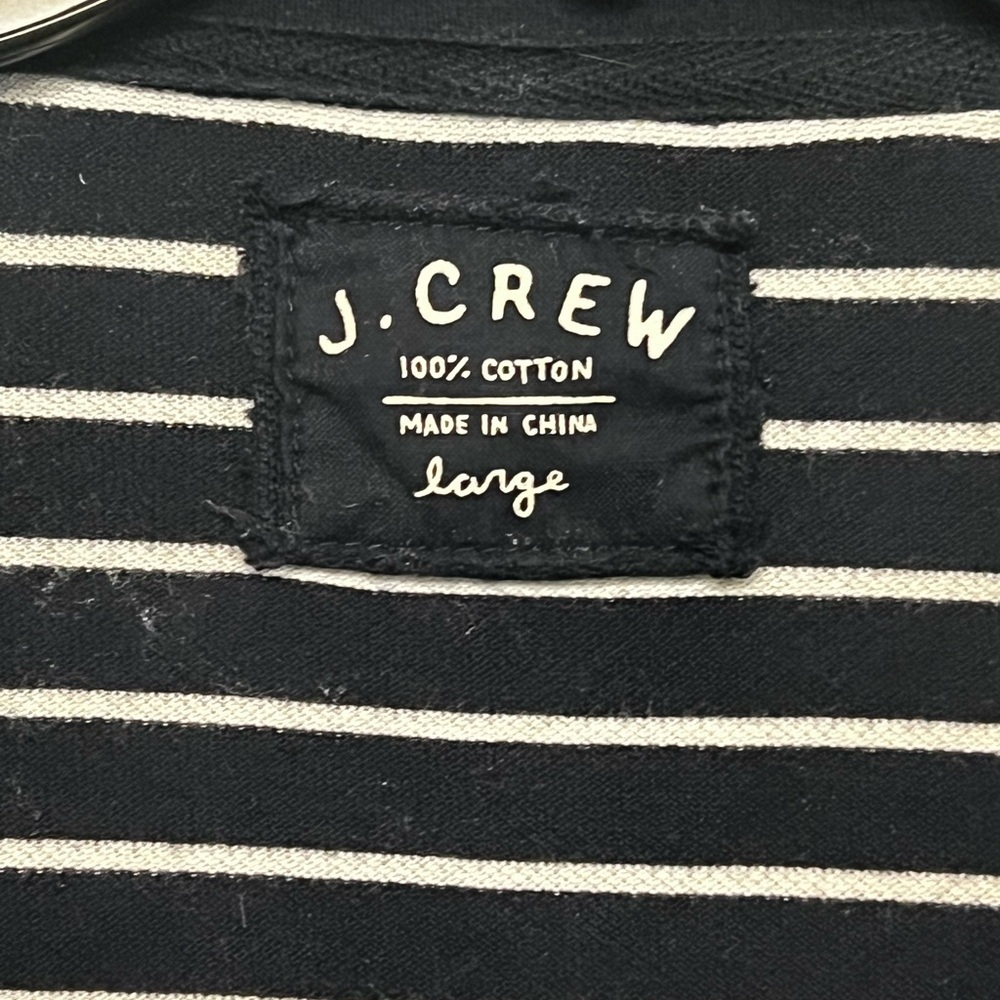J. Crew Mens Large Navy and White Striped Cotton Full Zip Jacket Nautical Yacht - Picture 4 of 6